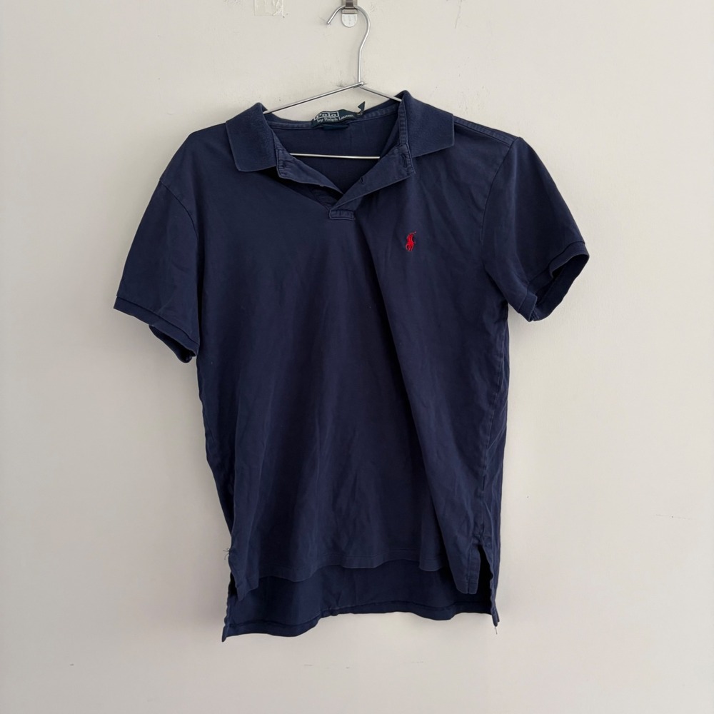 Polo Ralph Lauren Mens Custom Fit Navy Blue Polo Shirt Medium
